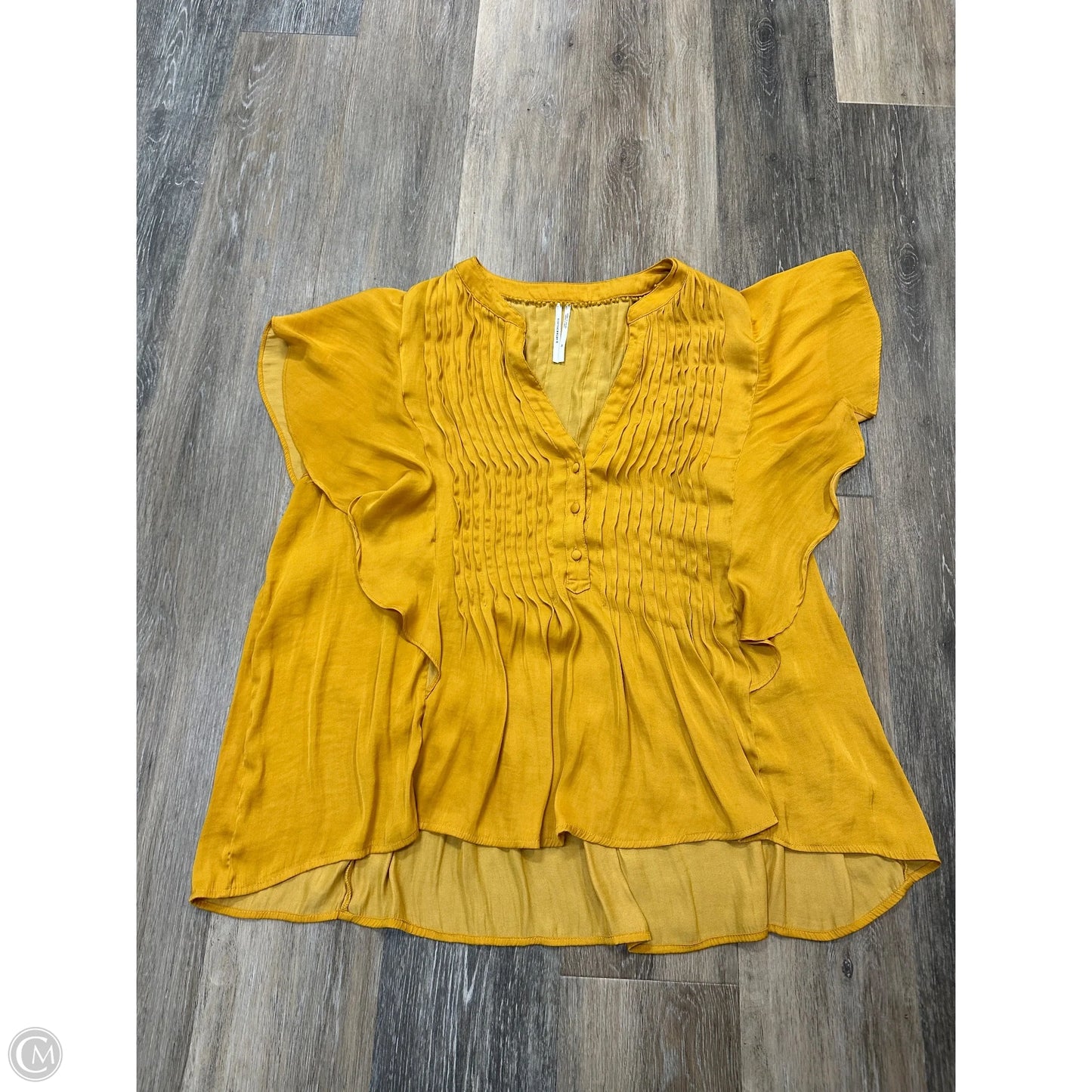 Blouse Short Sleeve By Anthropologie In Yellow, Size: 2x