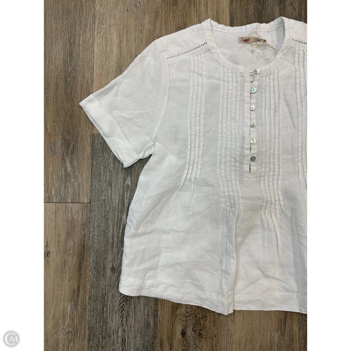 Blouse Short Sleeve By Faherty In White, Size: M