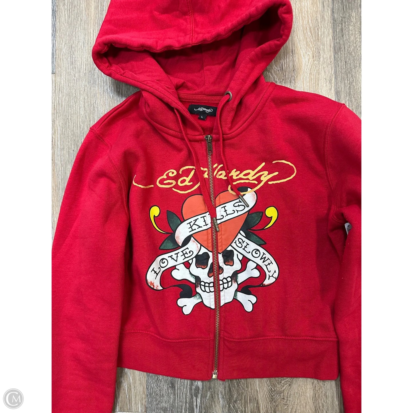 Sweatshirt Hoodie By Ed Hardy In Red, Size: L