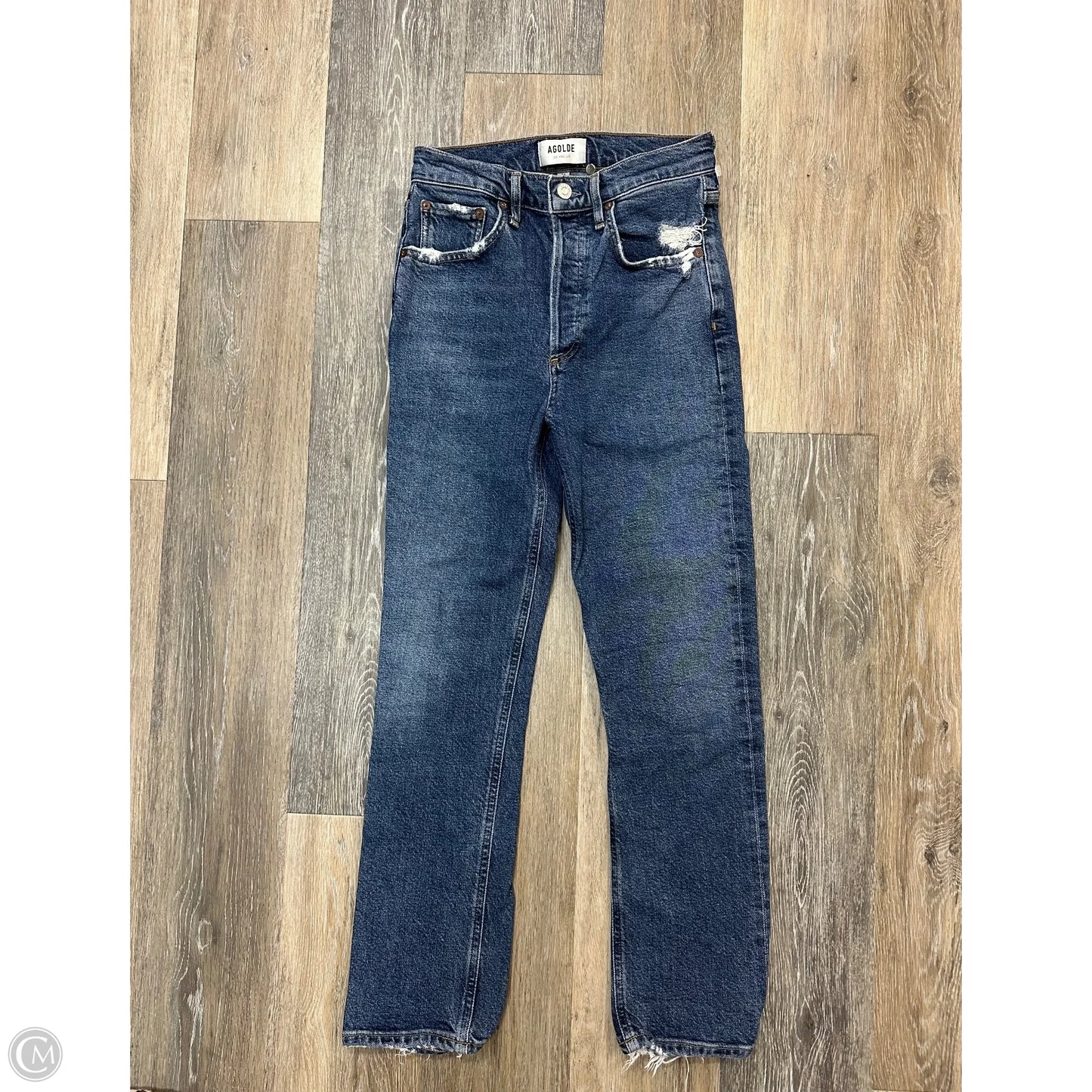 Jeans Straight By Agolde In Blue Denim, Size: 0