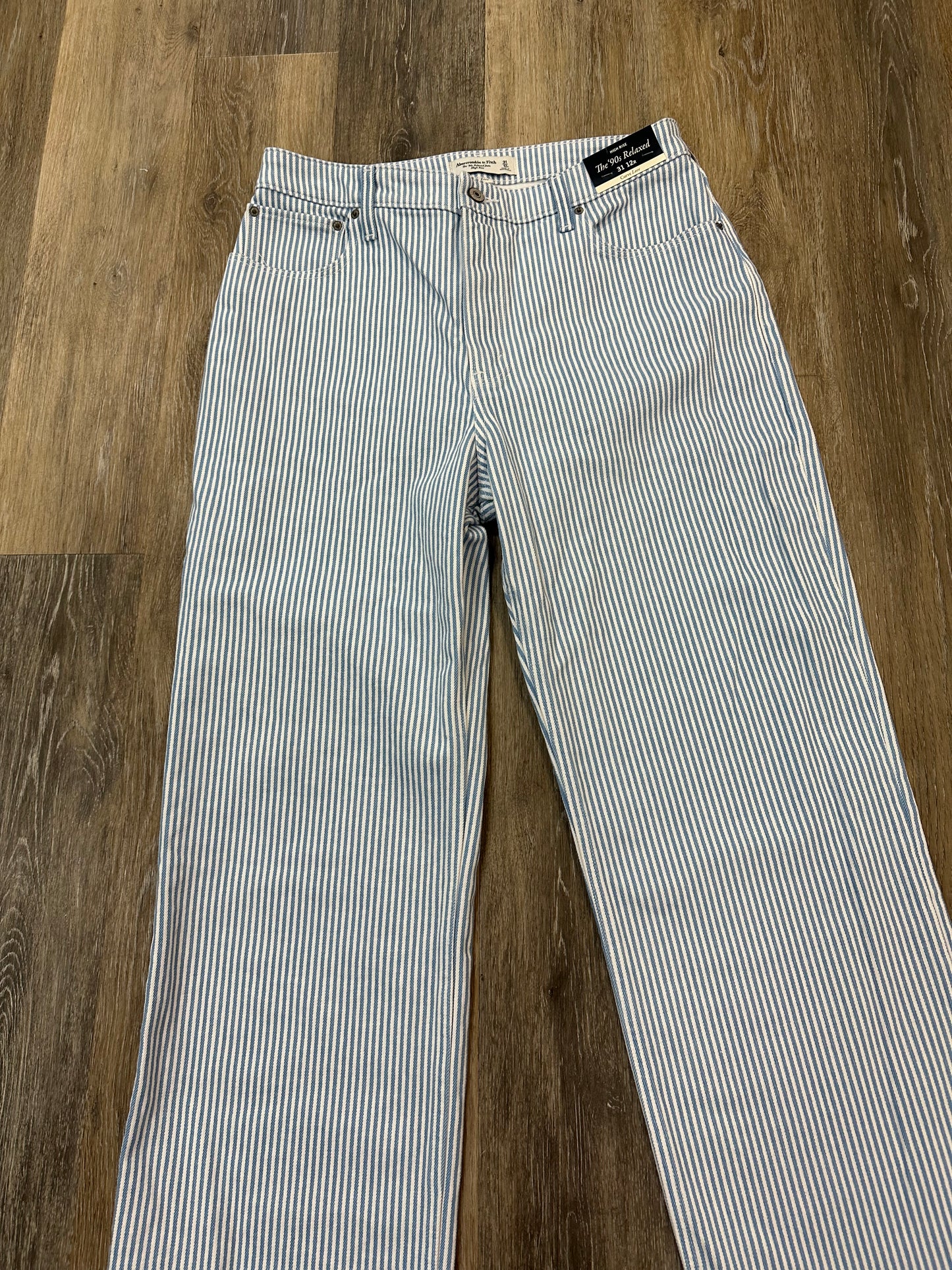 Jeans Straight By Abercrombie And Fitch In Striped Pattern, Size: 12