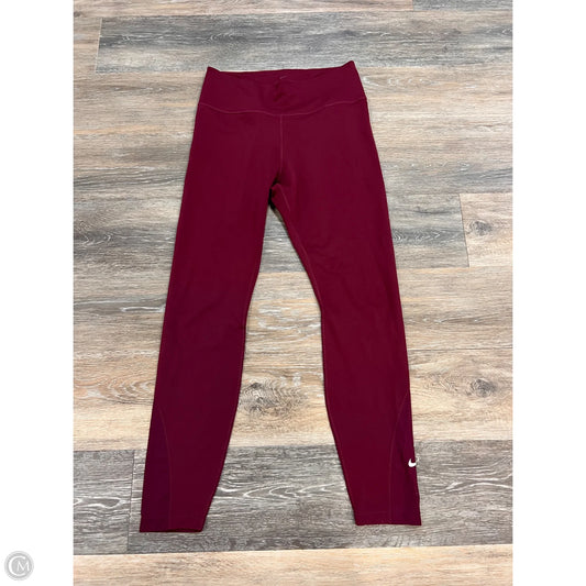 Athletic Leggings By Nike Apparel In Maroon, Size: M