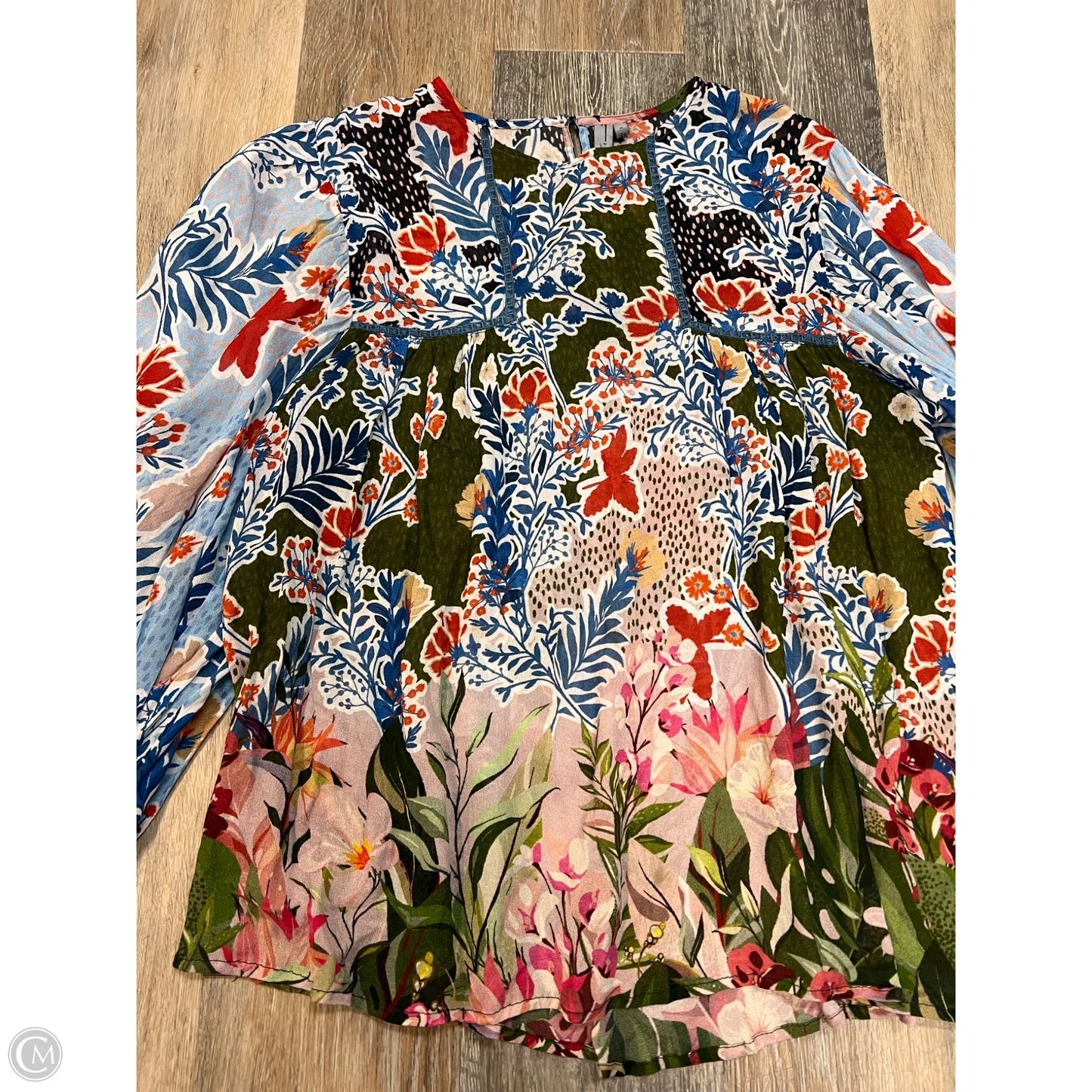 Blouse Long Sleeve By Bl-nk In Multi-colored, Size: M