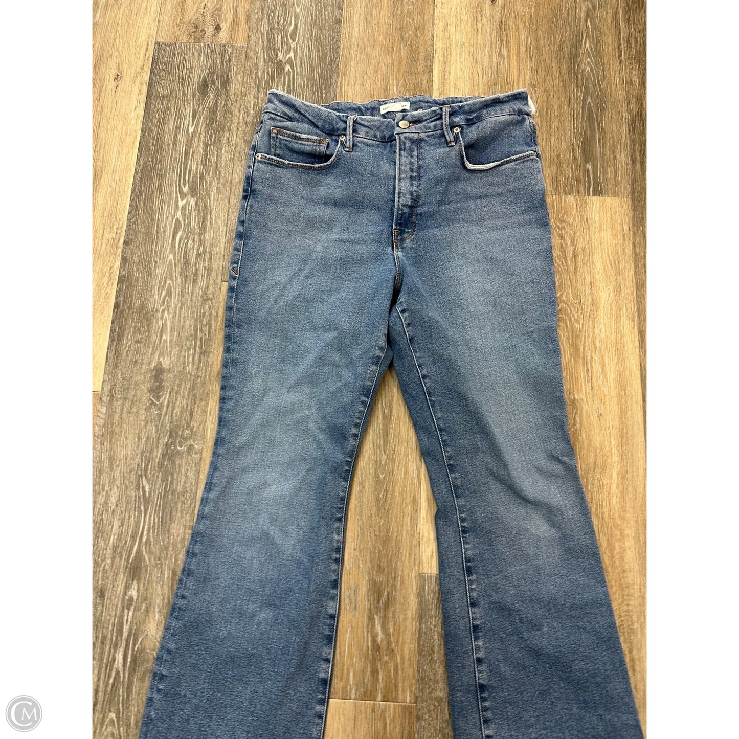 Jeans Flared By Good American In Blue Denim, Size: 12