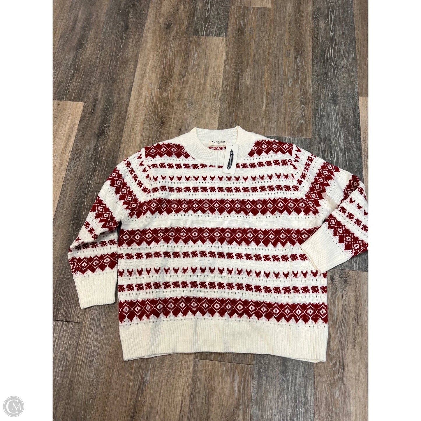 Sweater By Impressions In Red & White, Size: S
