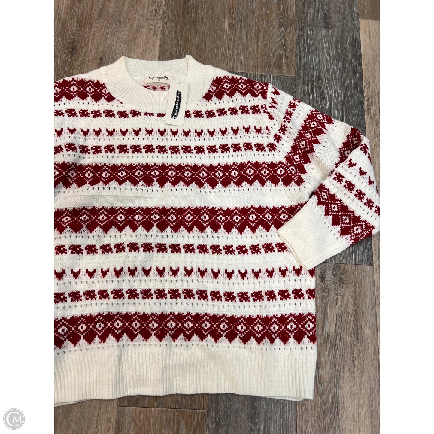 Sweater By Impressions In Red & White, Size: S