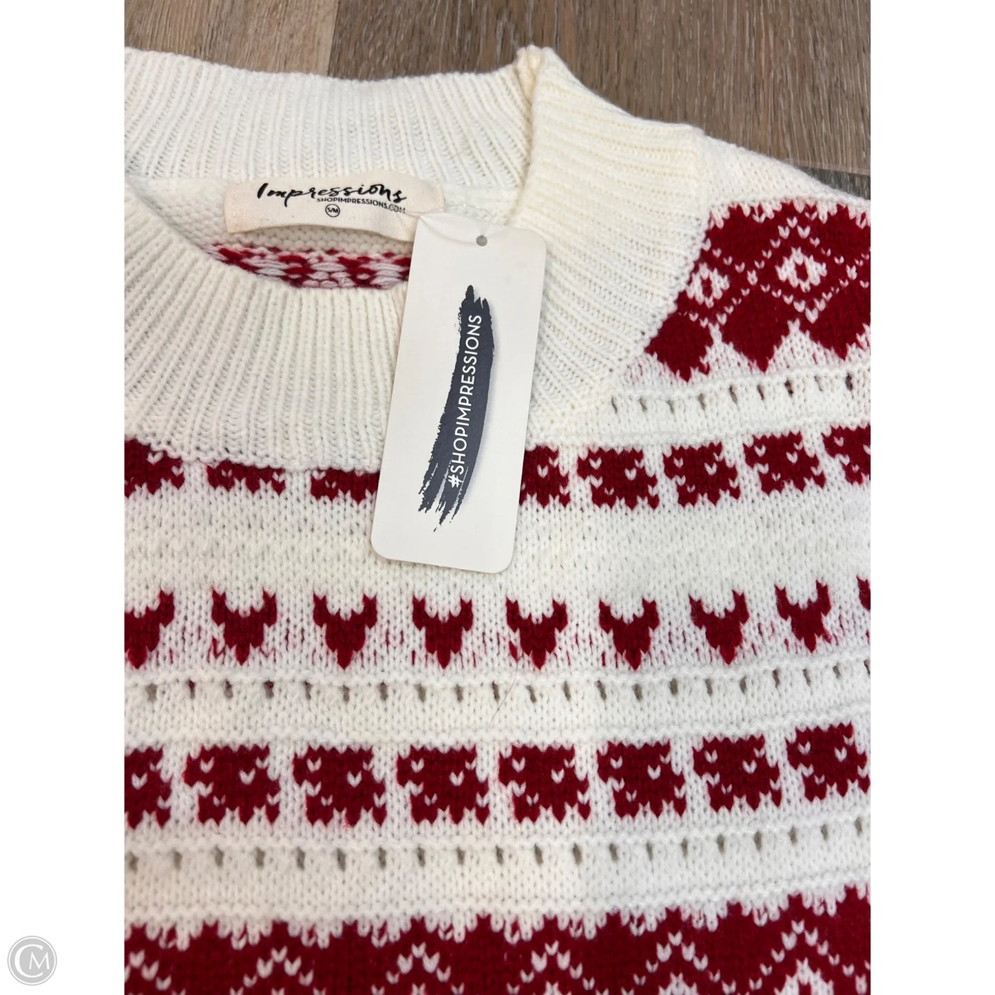 Sweater By Impressions In Red & White, Size: S