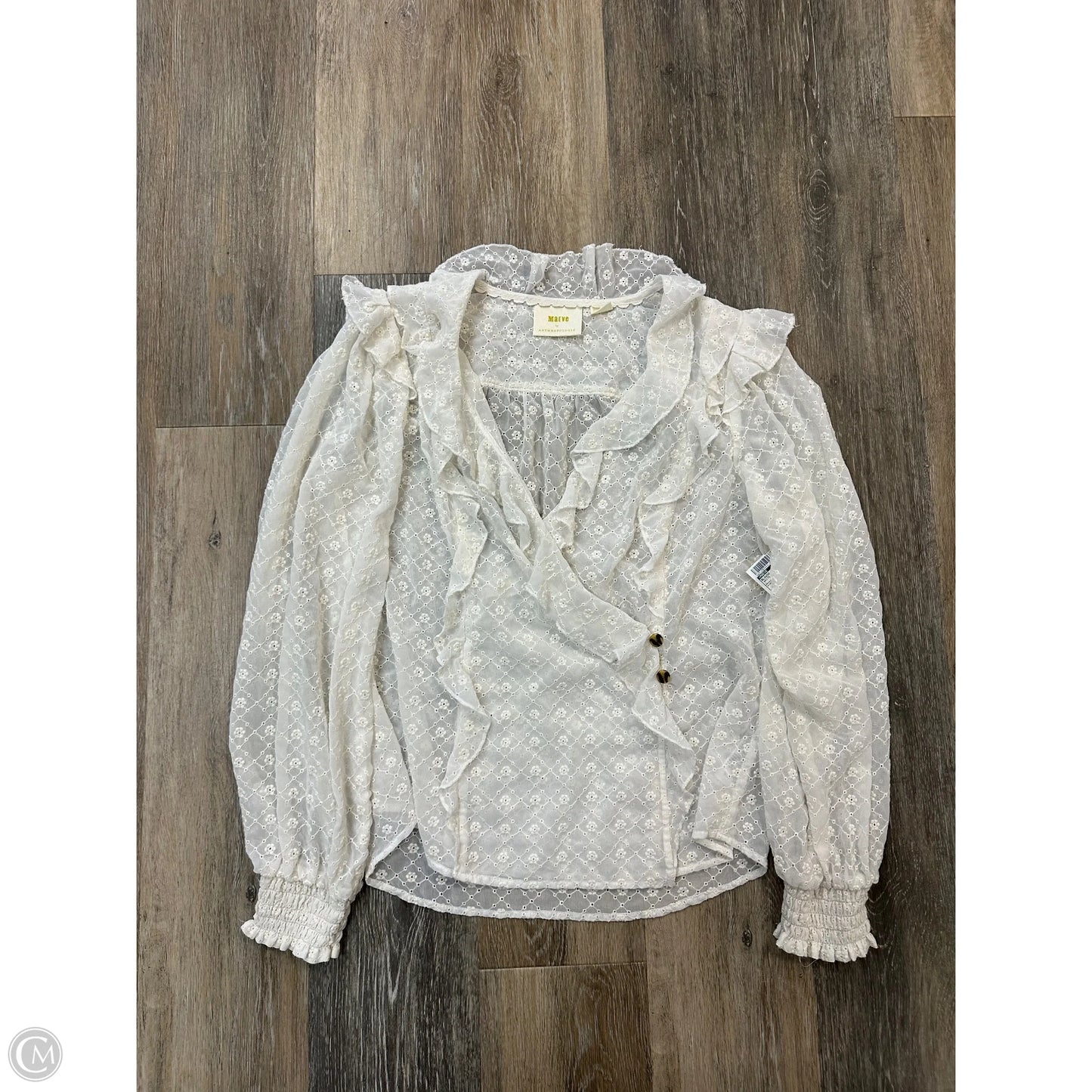 Blouse Long Sleeve By Maeve In White, Size: L