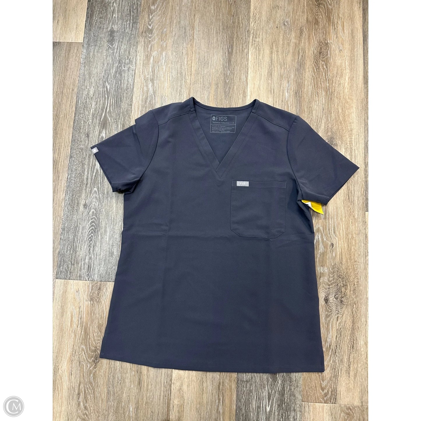 Athletic Top Short Sleeve By Figs In Grey, Size: S