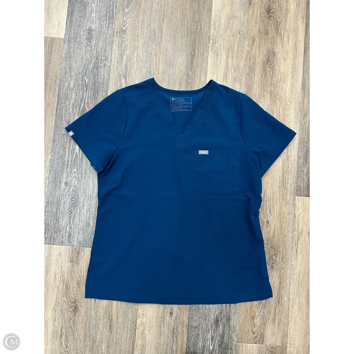 Athletic Top Short Sleeve By Figs In Blue, Size: M