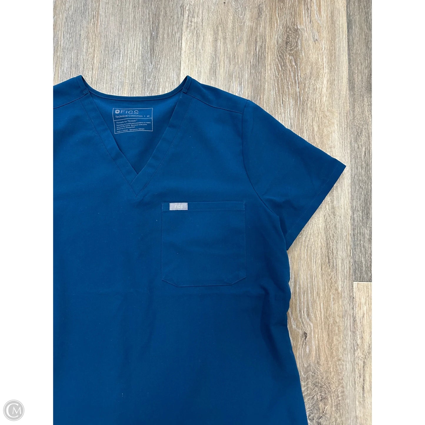 Athletic Top Short Sleeve By Figs In Blue, Size: M