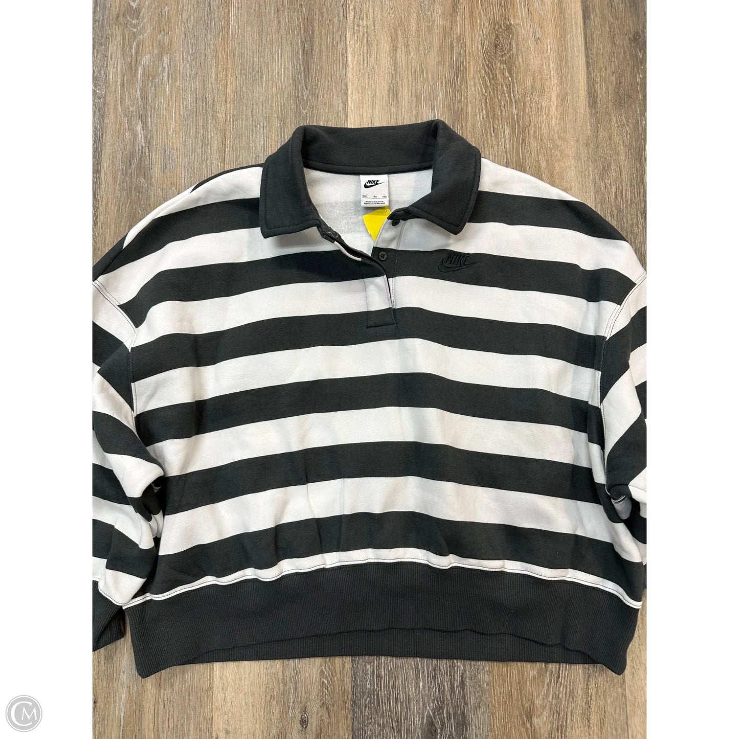 Athletic Sweatshirt Collar By Nike In Striped Pattern, Size: 2x