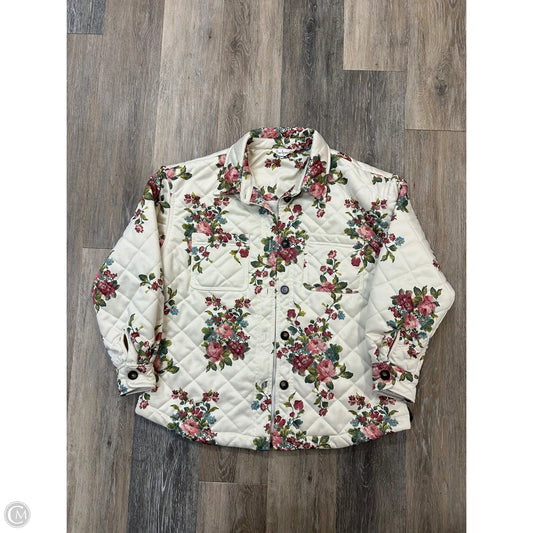 -Jacket Shirt By Taelynn In Floral Print, Size: S