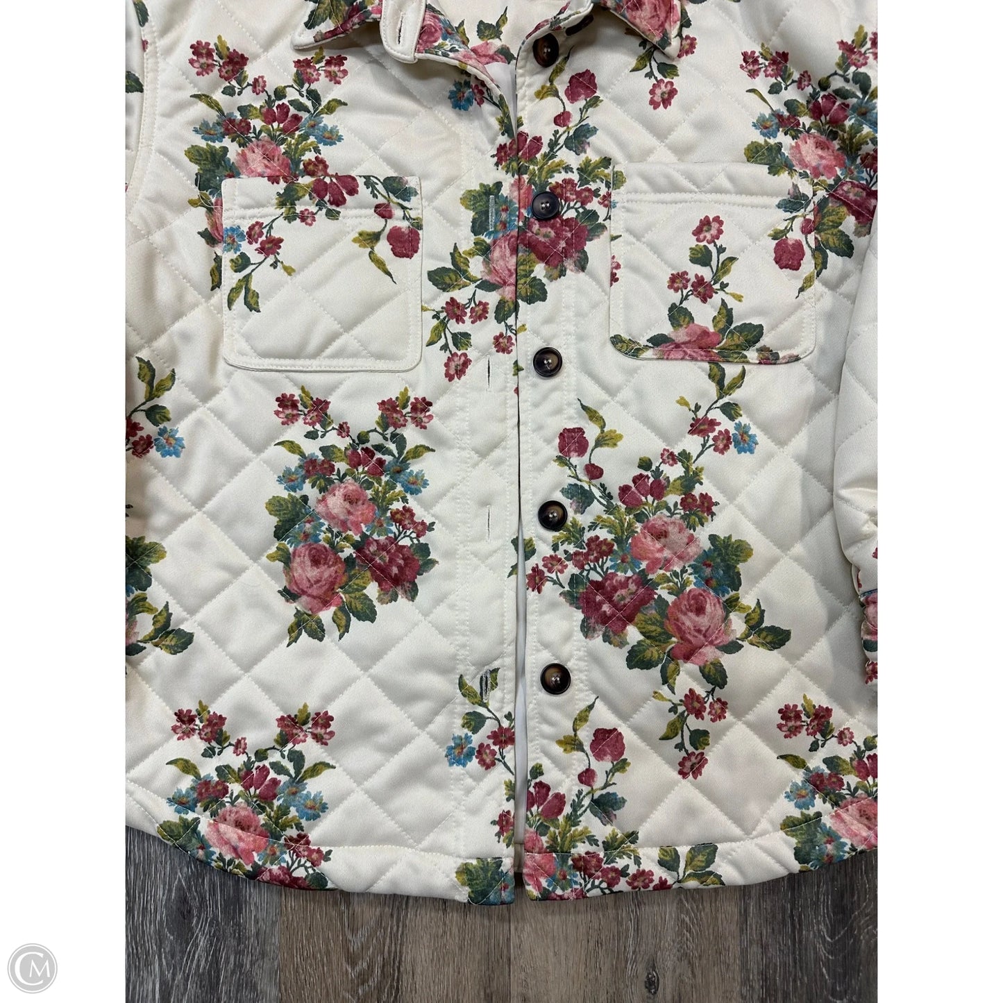 -Jacket Shirt By Taelynn In Floral Print, Size: S