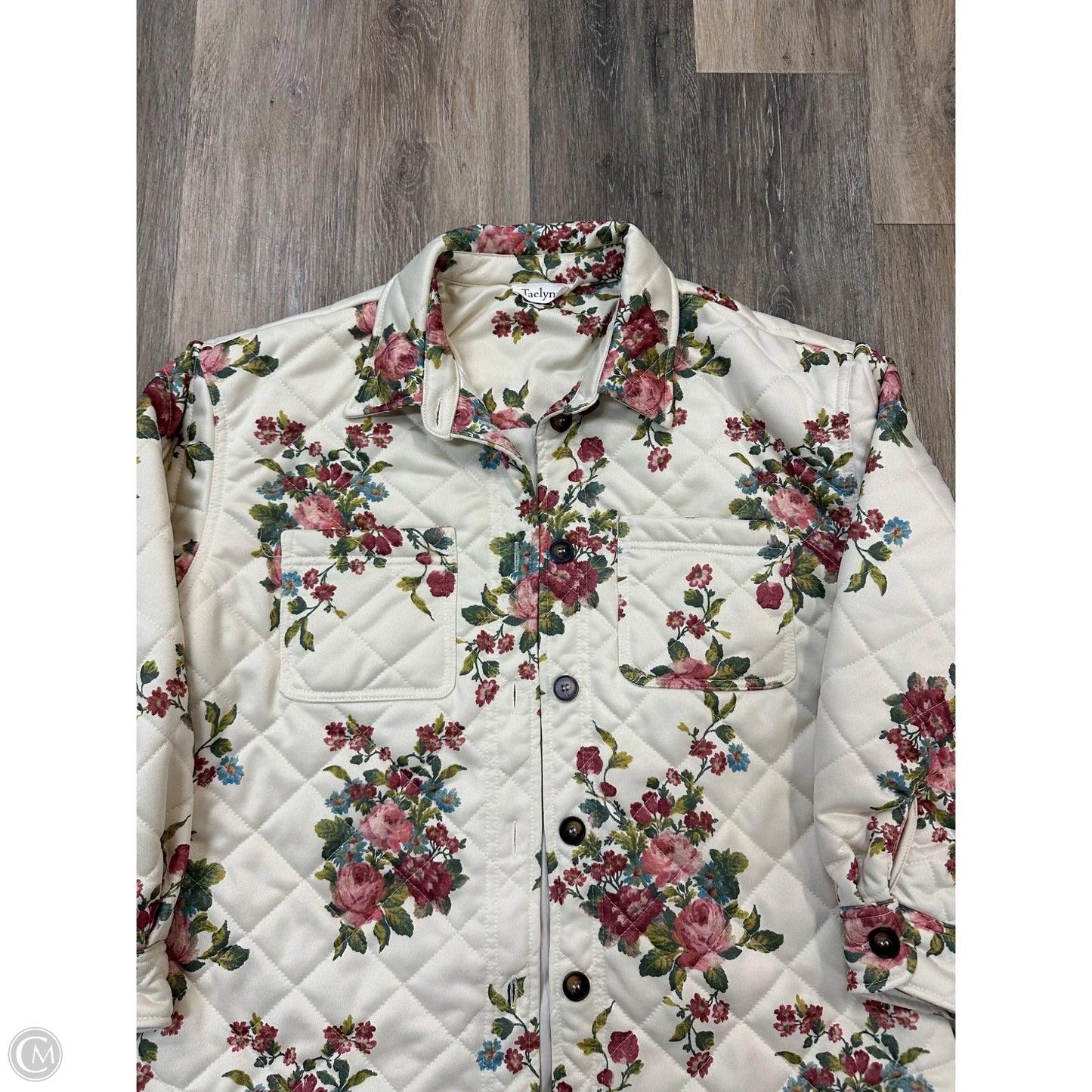 -Jacket Shirt By Taelynn In Floral Print, Size: S