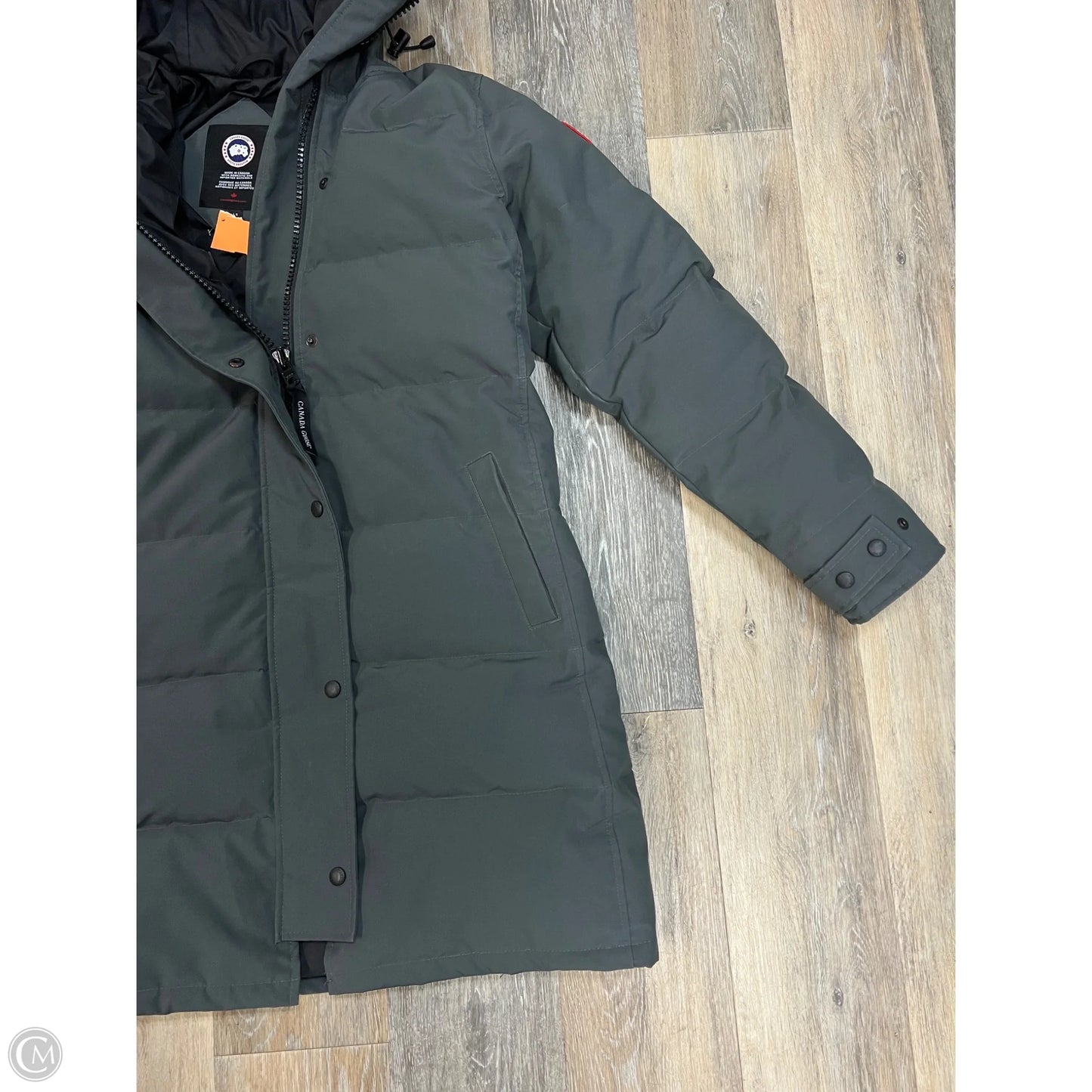 Coat Luxury Designer By Canada Goose In Grey, Size: L