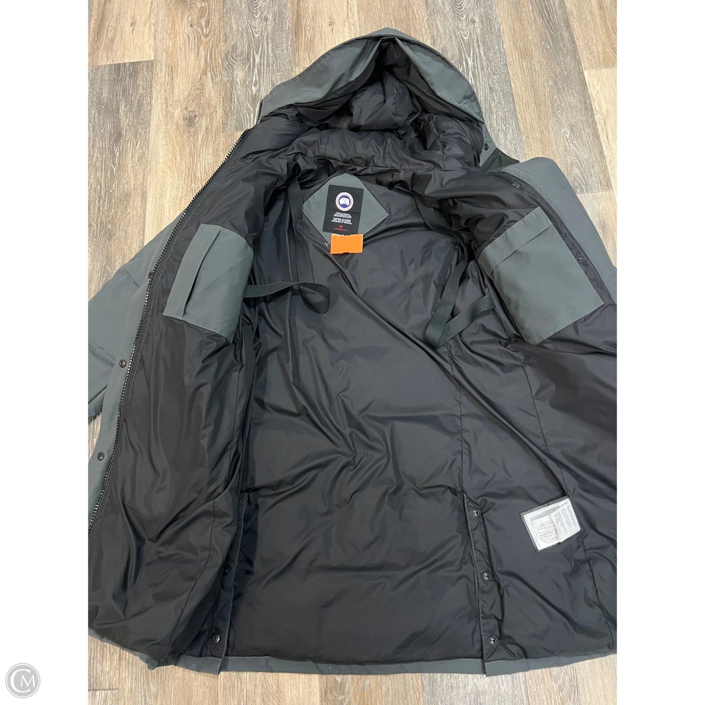 Coat Luxury Designer By Canada Goose In Grey, Size: L
