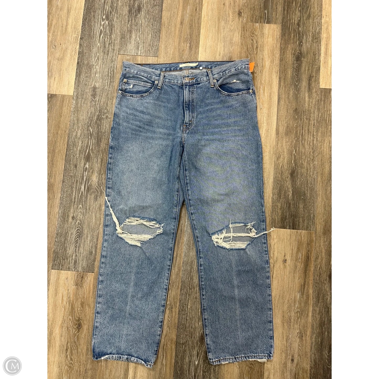 Jeans Straight By Levis In Blue Denim, Size: 14