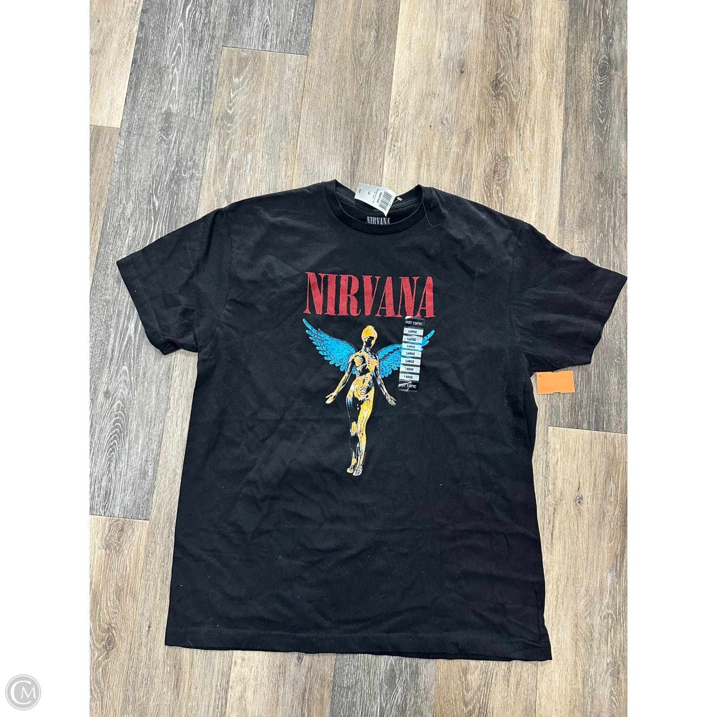 Top Short Sleeve By Nirvana In Black, Size: L
