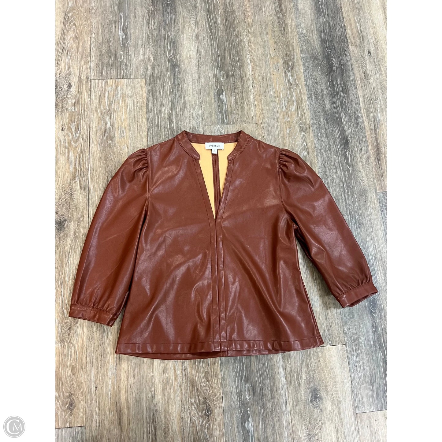 Blouse Short Sleeve By Evereve In Brown, Size: S