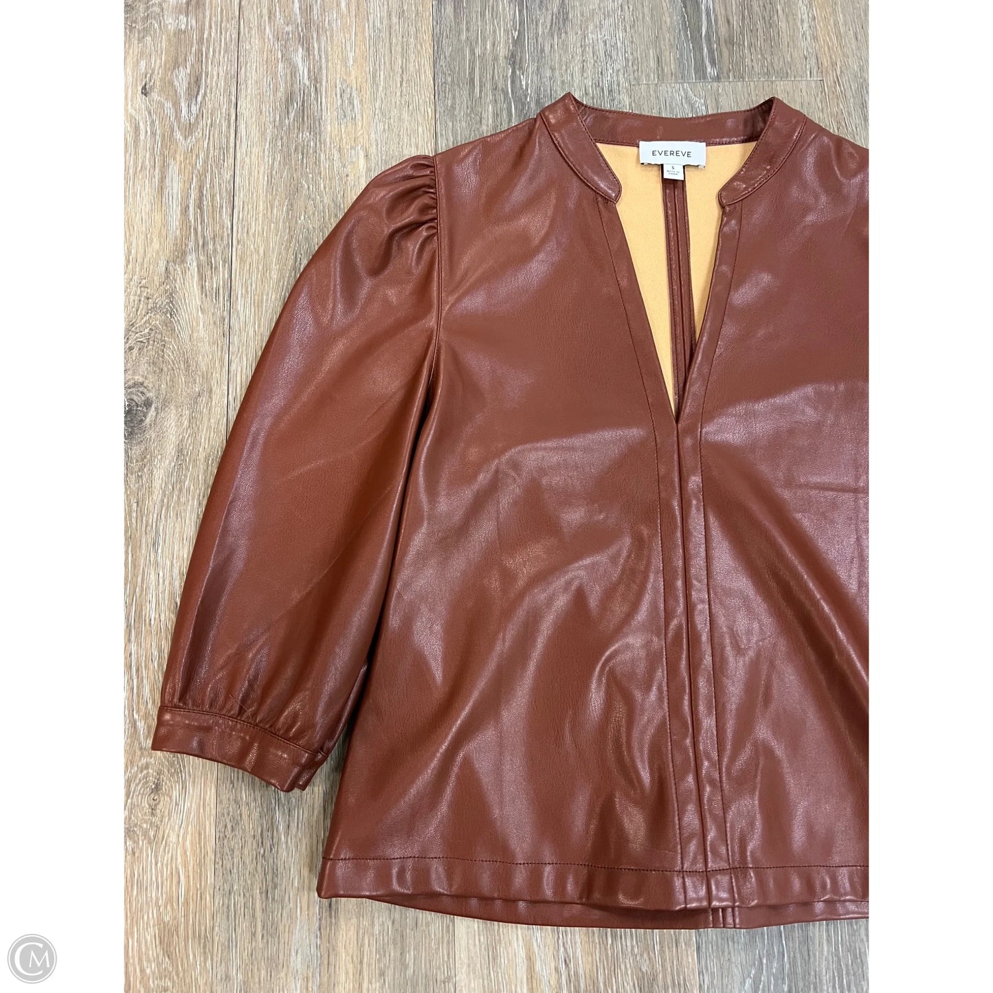 Blouse Short Sleeve By Evereve In Brown, Size: S
