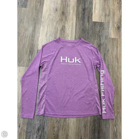 Athletic Top Long Sleeve Collar By Huk In Purple, Size: M