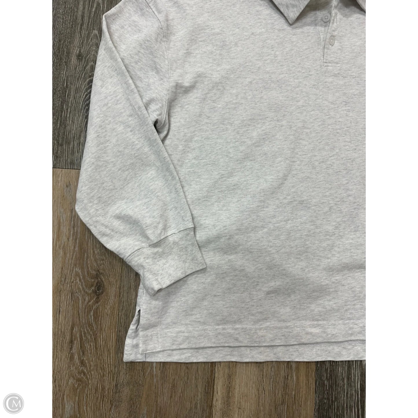 Athletic Top Long Sleeve Collar By Nike In Grey, Size: L