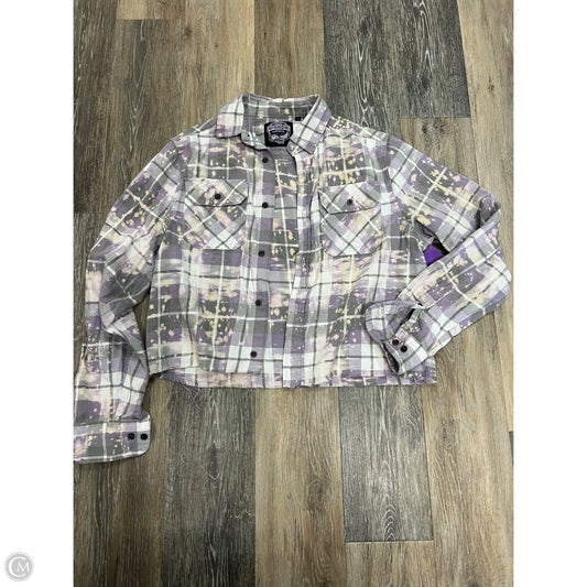 Blouse Long Sleeve By Angry Minnow x NFL In Grey & Purple, Size: M