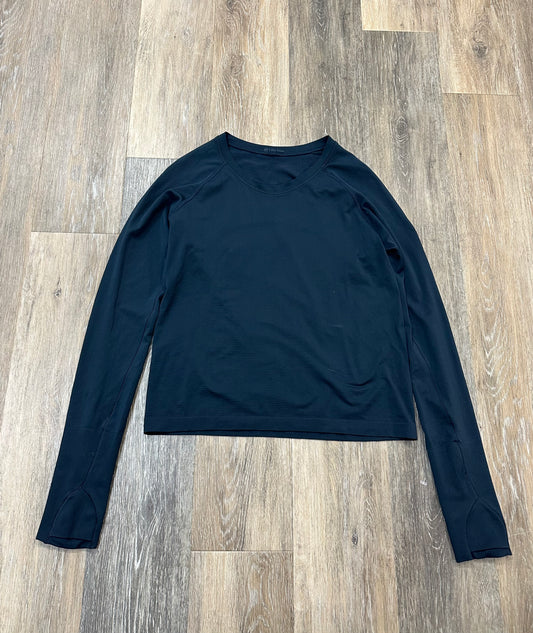 Athletic Top Long Sleeve Collar By Lululemon In Navy, Size: 10