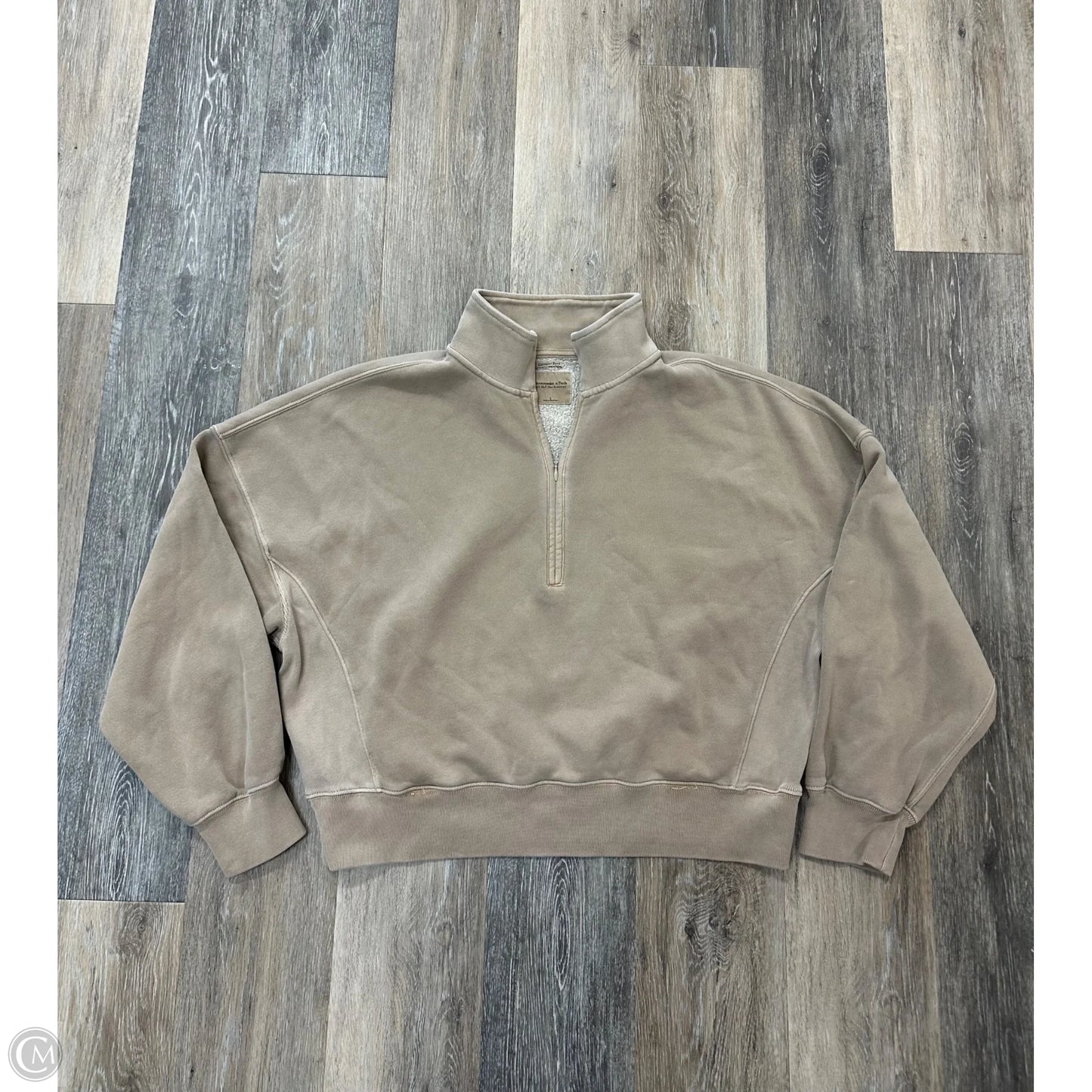 Top Long Sleeve By Abercrombie And Fitch In Tan, Size: L