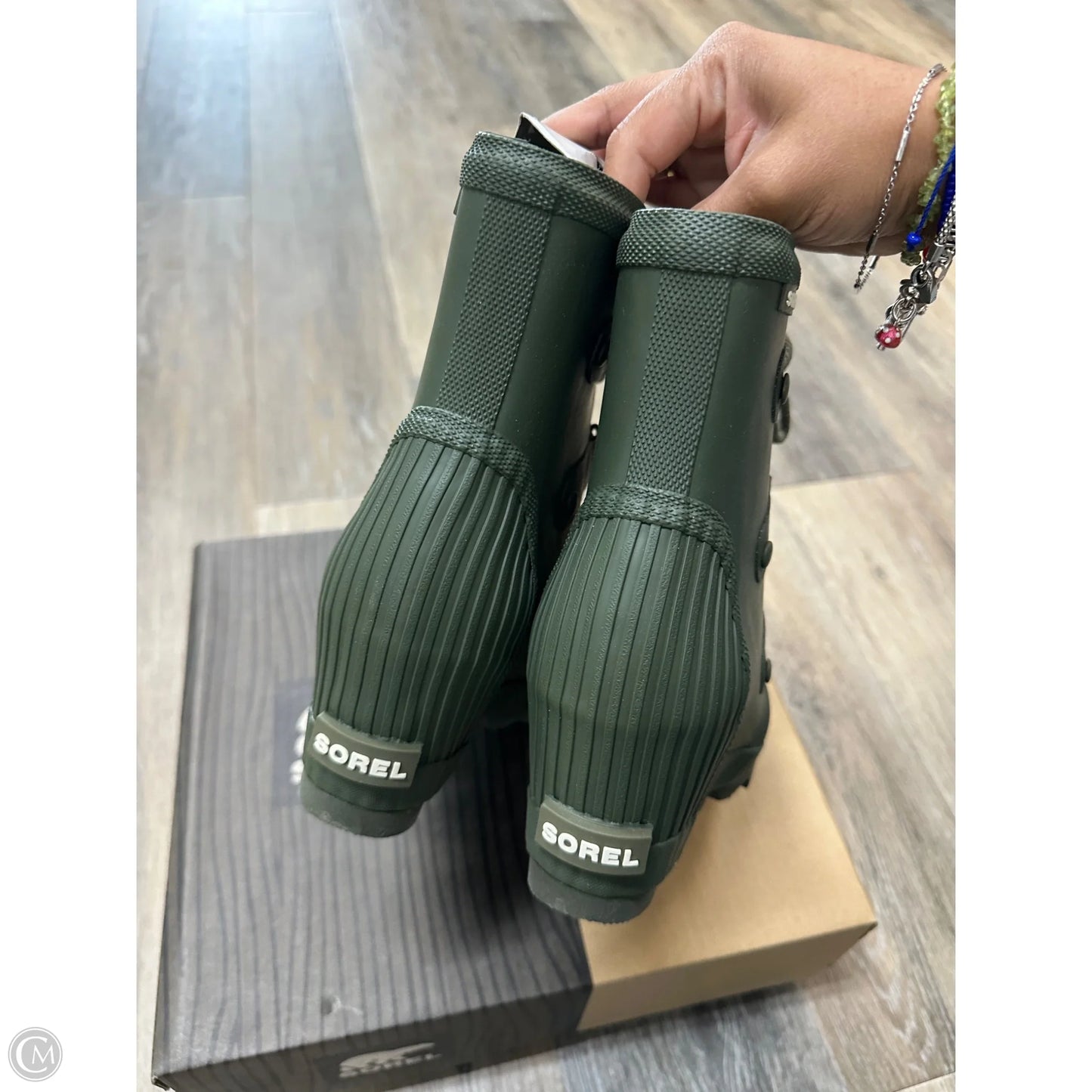 Boots Ankle Heels By Sorel In Green, Size: 7
