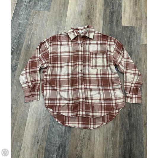Blouse Long Sleeve By Z Supply In Plaid Pattern, Size: S