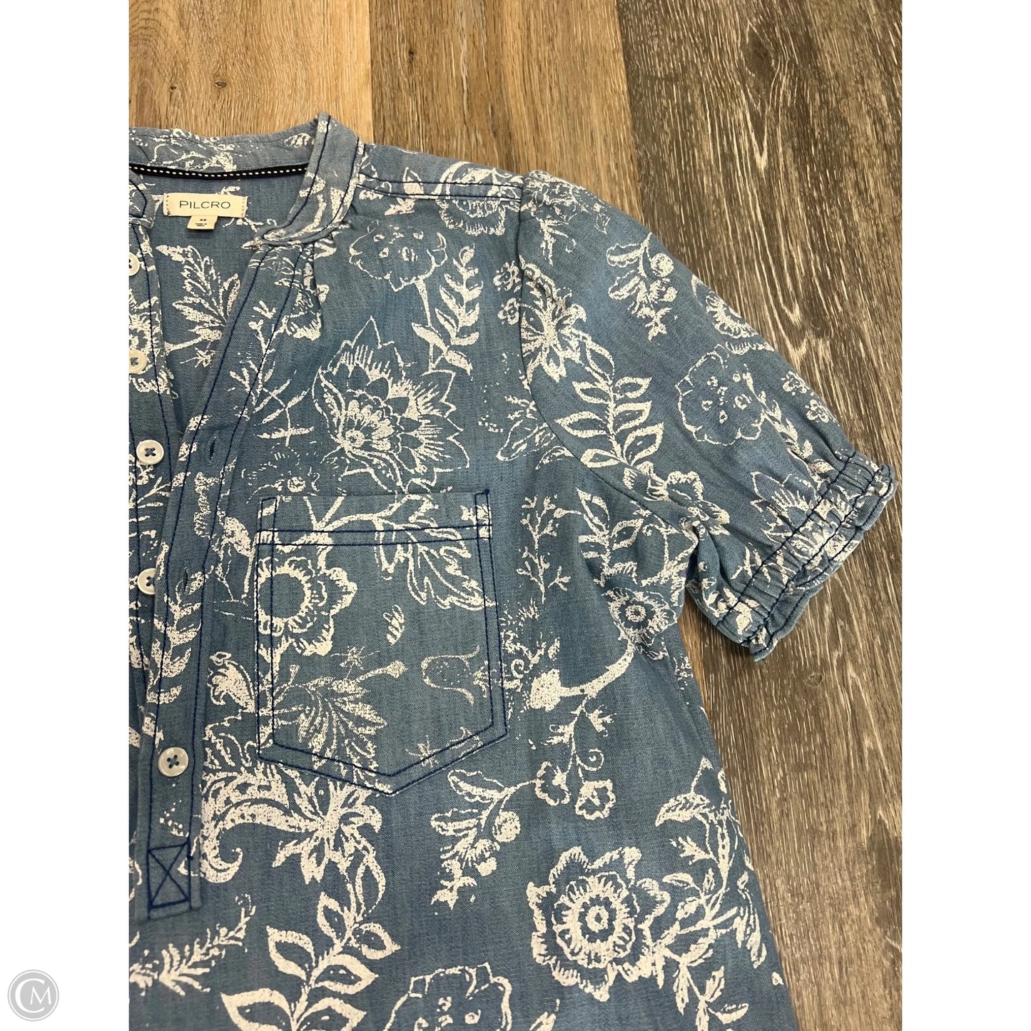 Blouse Short Sleeve By Pilcro In Blue, Size: Xs