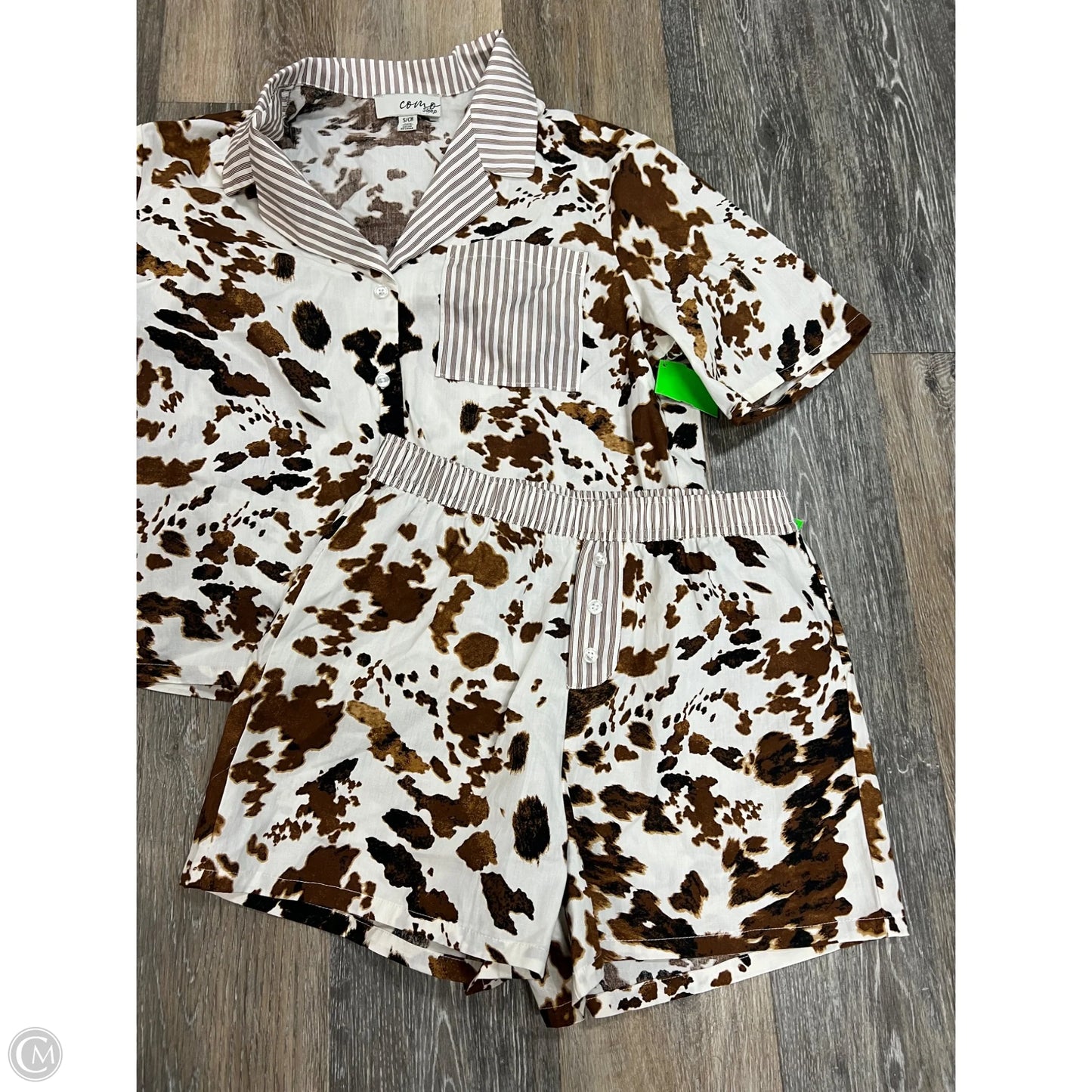 Pajamas 2pc By Como Sleep In Brown & White, Size: S