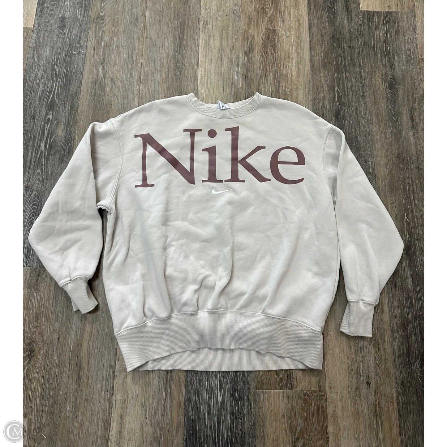 Athletic Sweatshirt Crewneck By Nike Apparel In Cream, Size: S