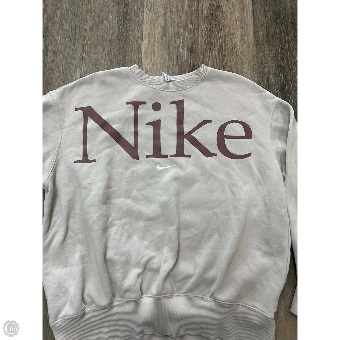 Athletic Sweatshirt Crewneck By Nike Apparel In Cream, Size: S