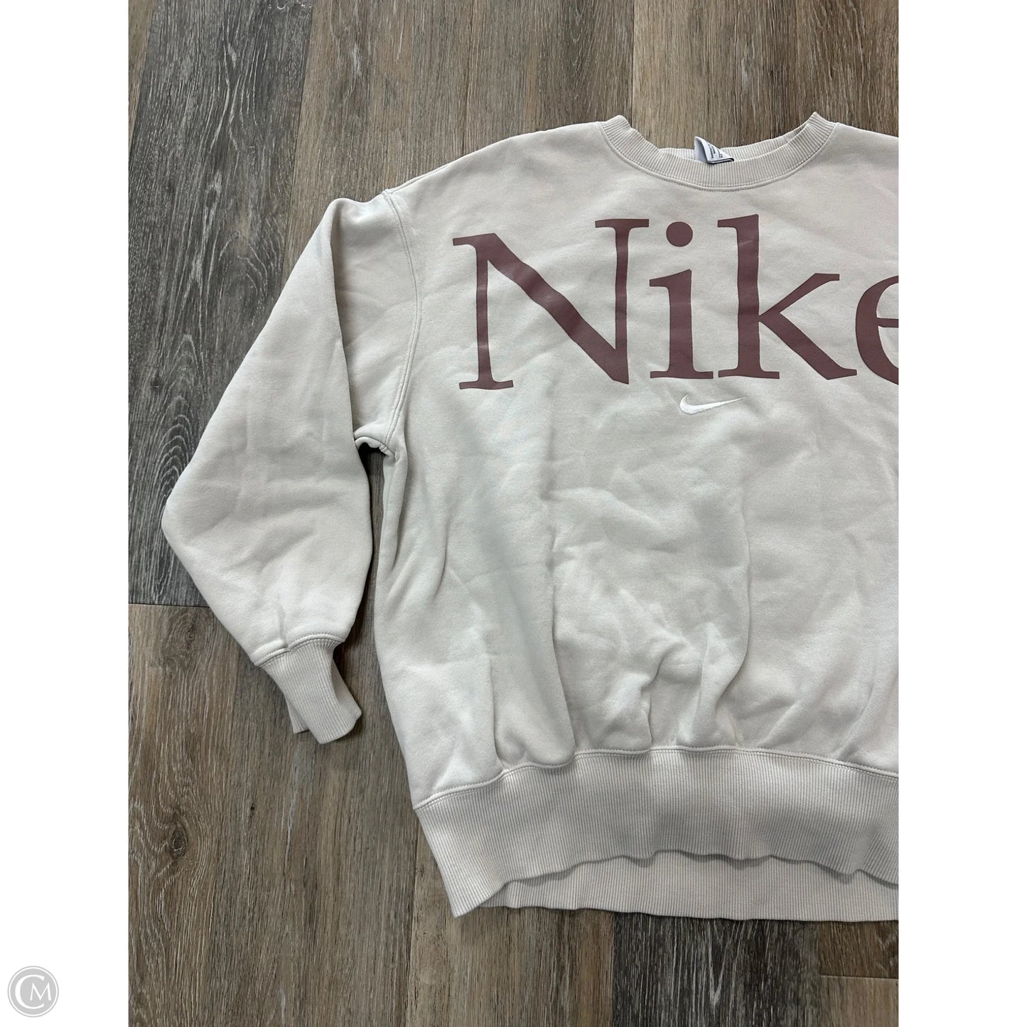 Athletic Sweatshirt Crewneck By Nike Apparel In Cream, Size: S