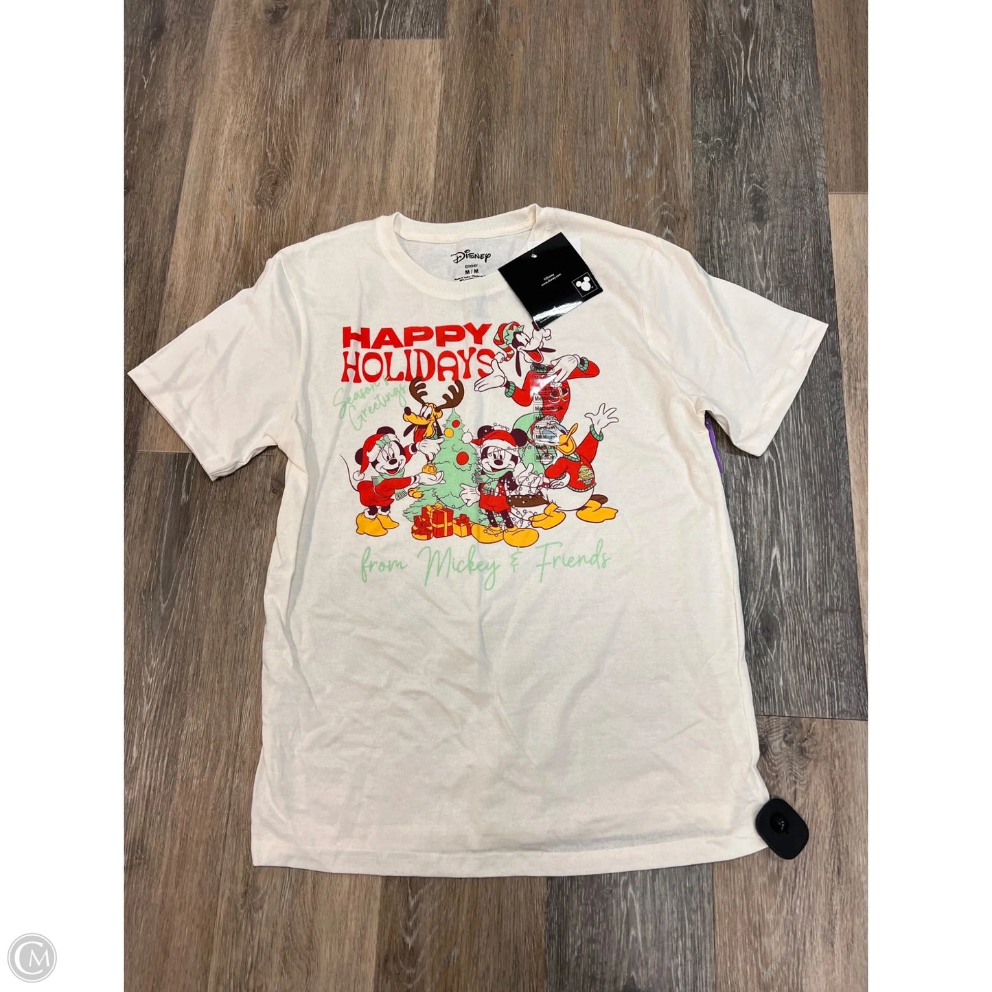 Top Short Sleeve By Disney In Cream, Size: M