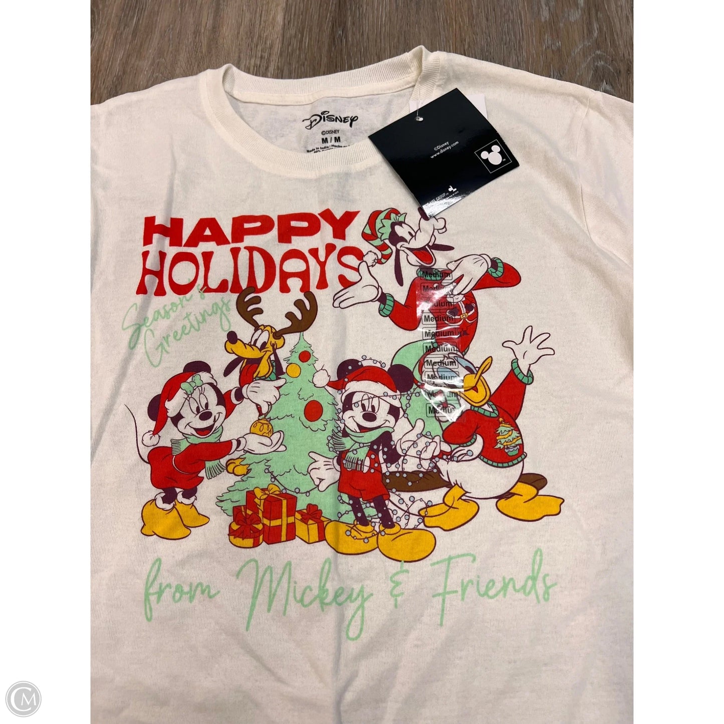 Top Short Sleeve By Disney In Cream, Size: M