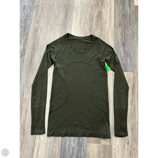 Athletic Top Long Sleeve Collar By Lululemon In Green, Size: 6