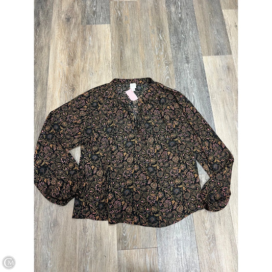 Blouse Long Sleeve By Roan + Ryan In Floral Print, Size: M