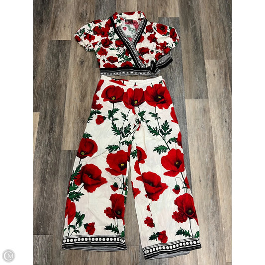 Pants Set 2pc By Lulumari In Red & White, Size: L