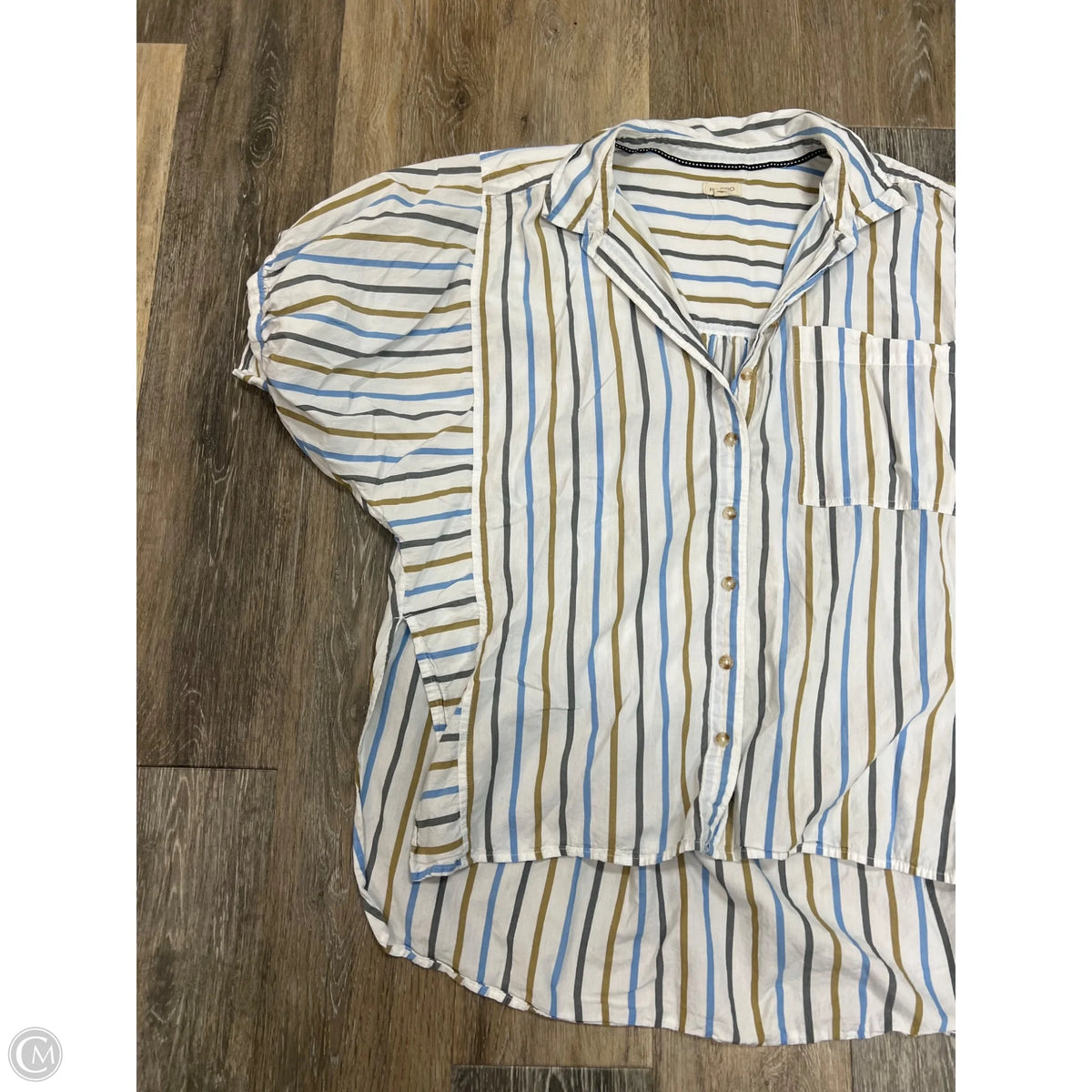 Blouse Short Sleeve By Pilcro In Striped Pattern, Size: M