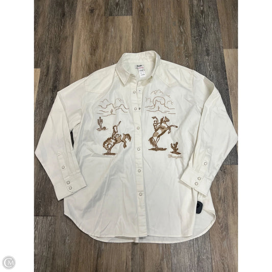 Blouse Long Sleeve By Wrangler In White, Size: Xl