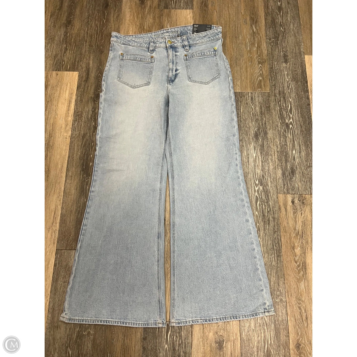 Jeans Flared By American Eagle In Blue Denim, Size: 14