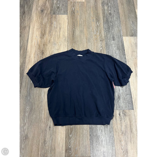 Top Short Sleeve Designer By Ayr In Navy, Size: L