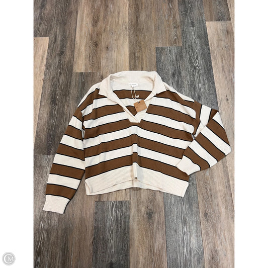 Sweater By Blu Pepper In Brown & White, Size: M