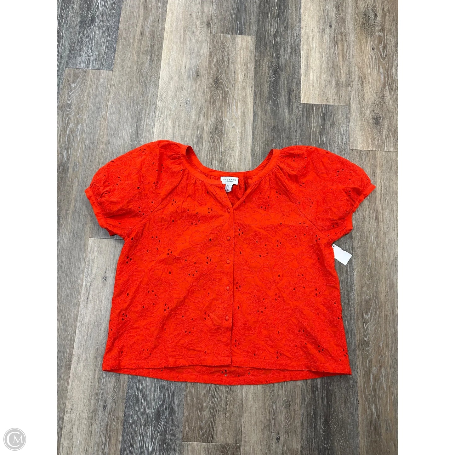 Blouse Short Sleeve By Calypso St Barth In Orange, Size: Xl