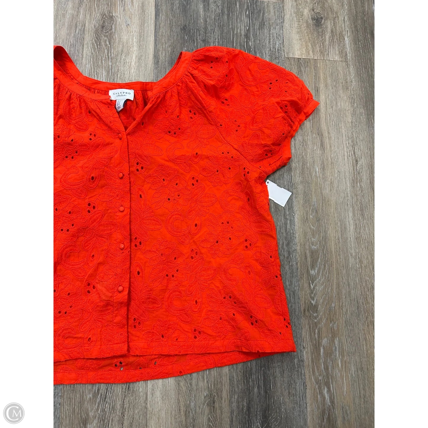 Blouse Short Sleeve By Calypso St Barth In Orange, Size: Xl