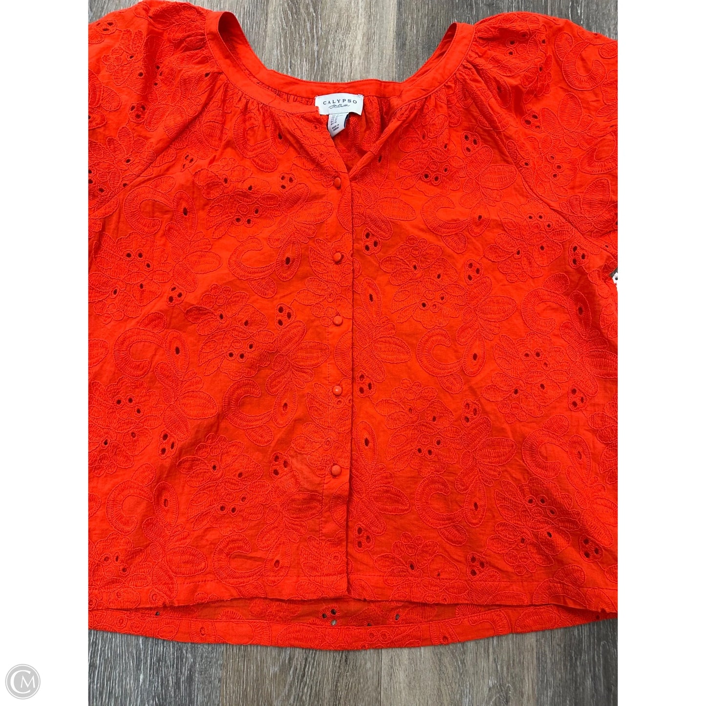 Blouse Short Sleeve By Calypso St Barth In Orange, Size: Xl